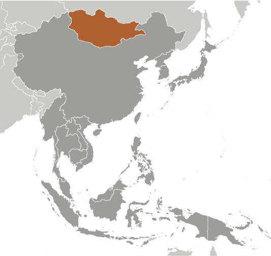 Bản đồ vị trí của Mông Cổ