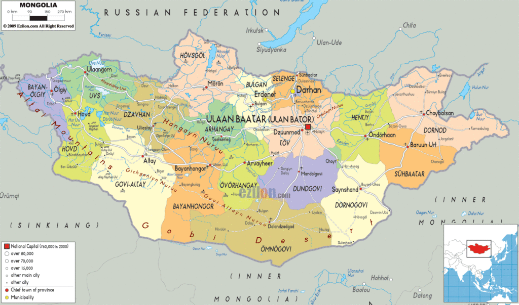 Mongolia political map.