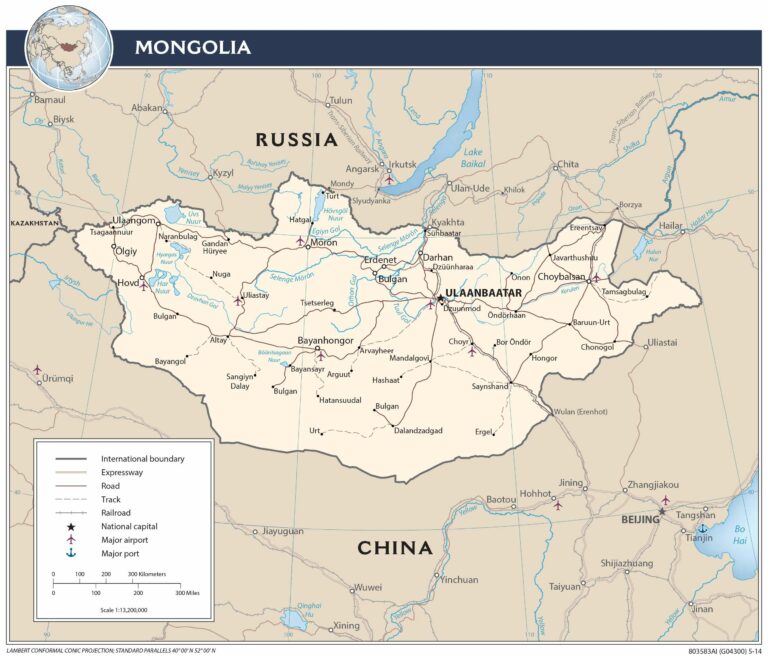 Bản đồ giao thông Mông Cổ