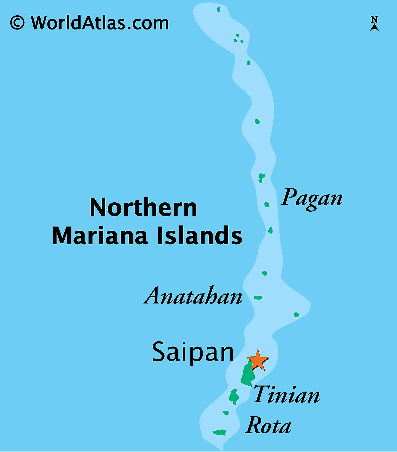 Bản đồ vật lý Quần đảo Bắc Mariana