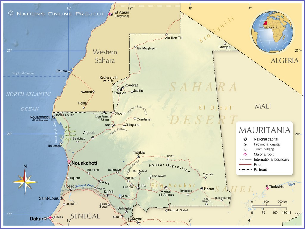 Bản đồ hành chính của Mauritanie