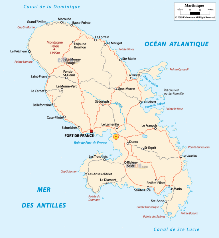 Bản đồ hành chính đảo Martinique khổ lớn