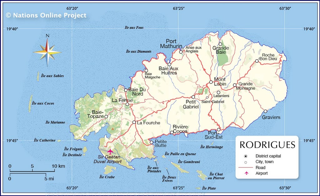Bản đồ hành chính của Mauritius