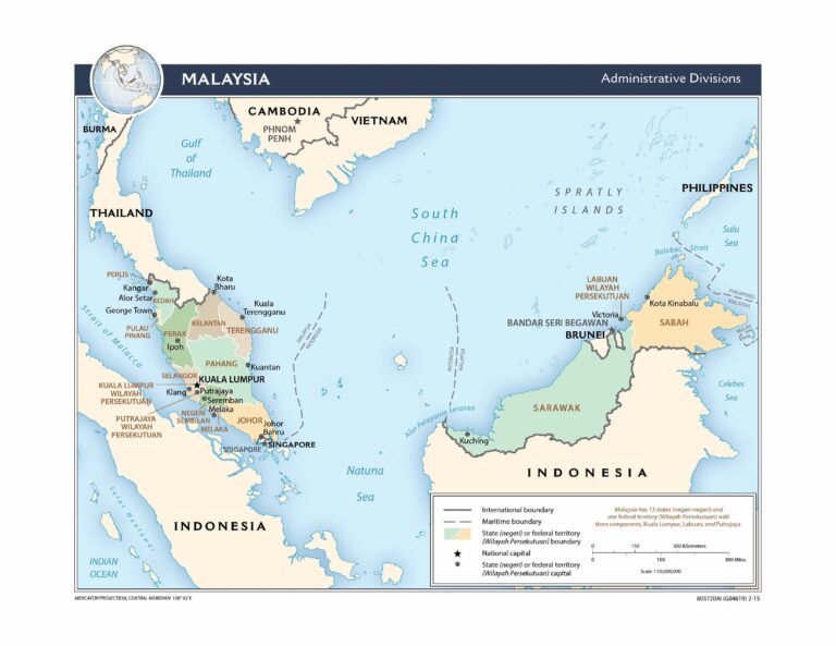 Bản đồ hành chính Malaysia khổ lớn