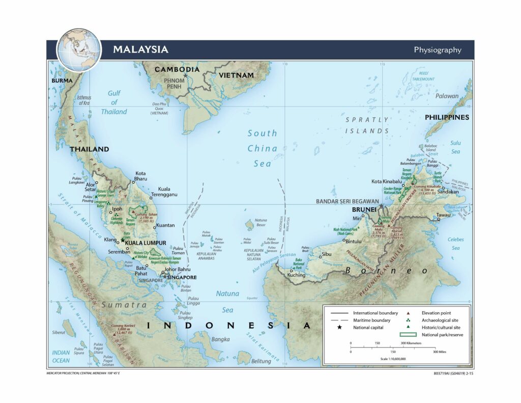 Bản đồ vật lý Malaysia