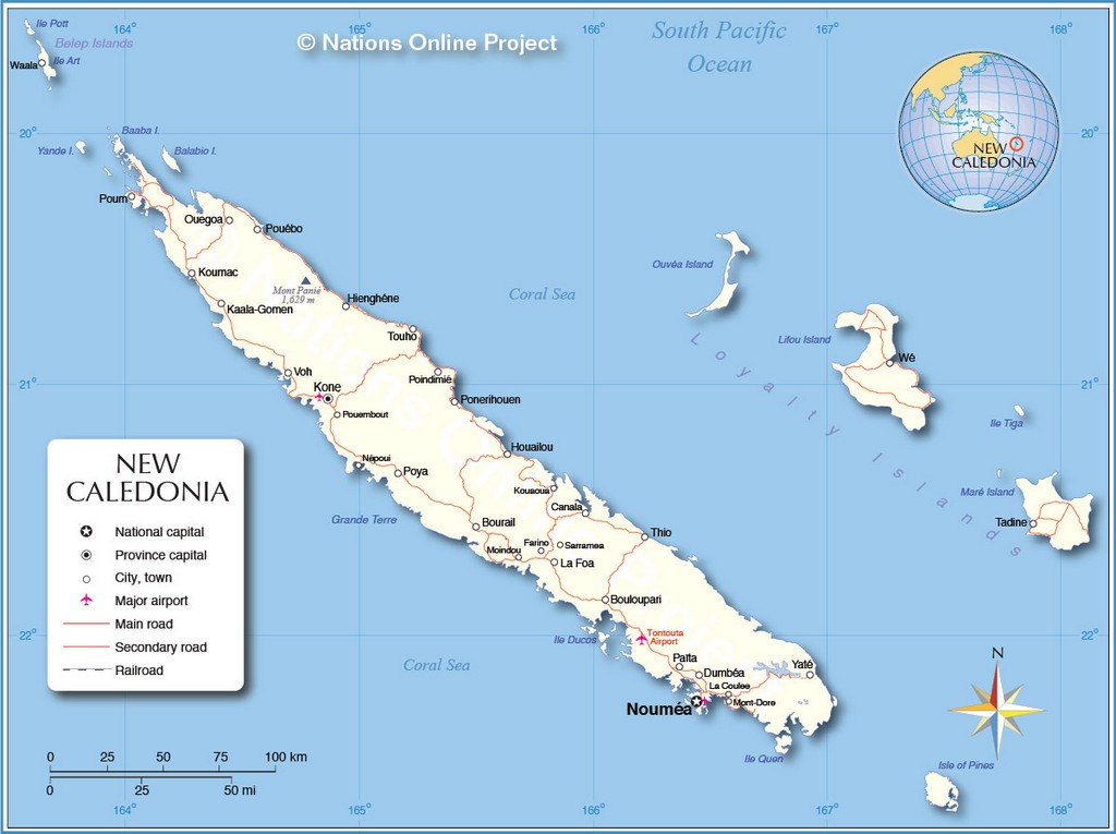 Bản đồ hành chính của New Caledonia