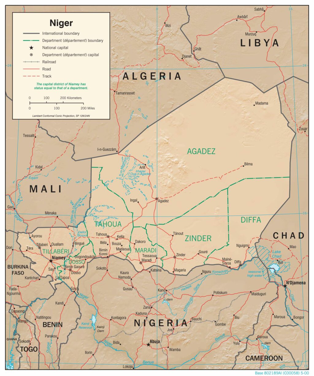 Bản đồ vật lý Niger