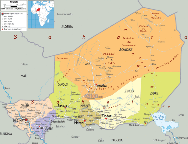Bản đồ hành chính Niger khổ lớn