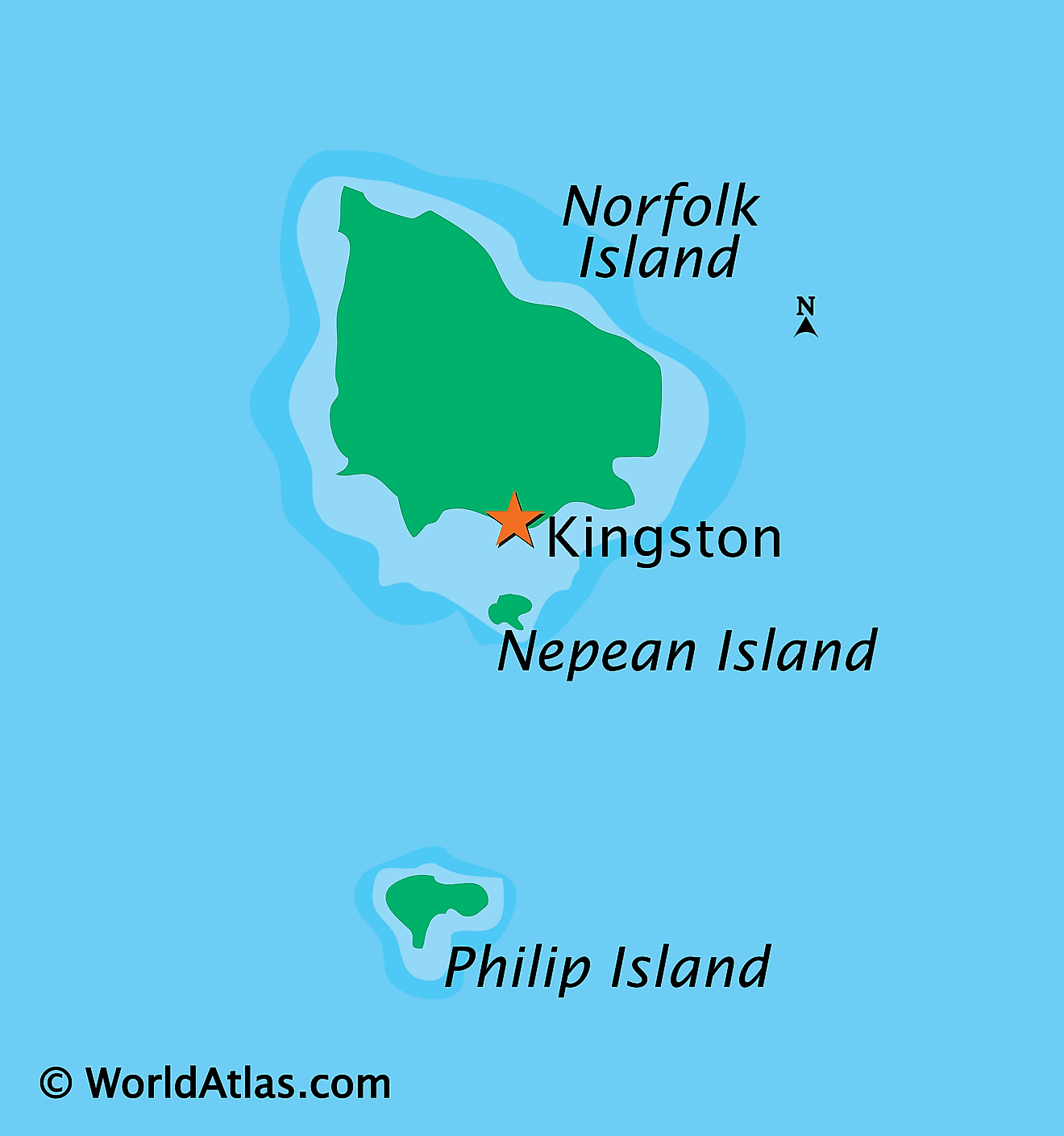 Bản đồ vật lý của Đảo Norfolk