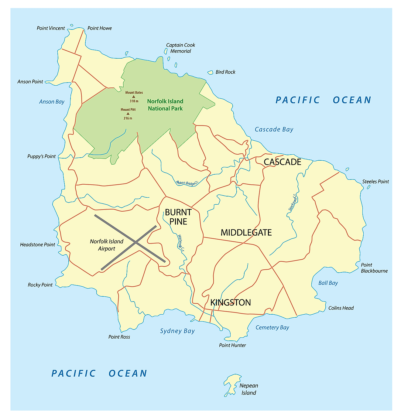 Bản đồ hành chính của Đảo Norfolk