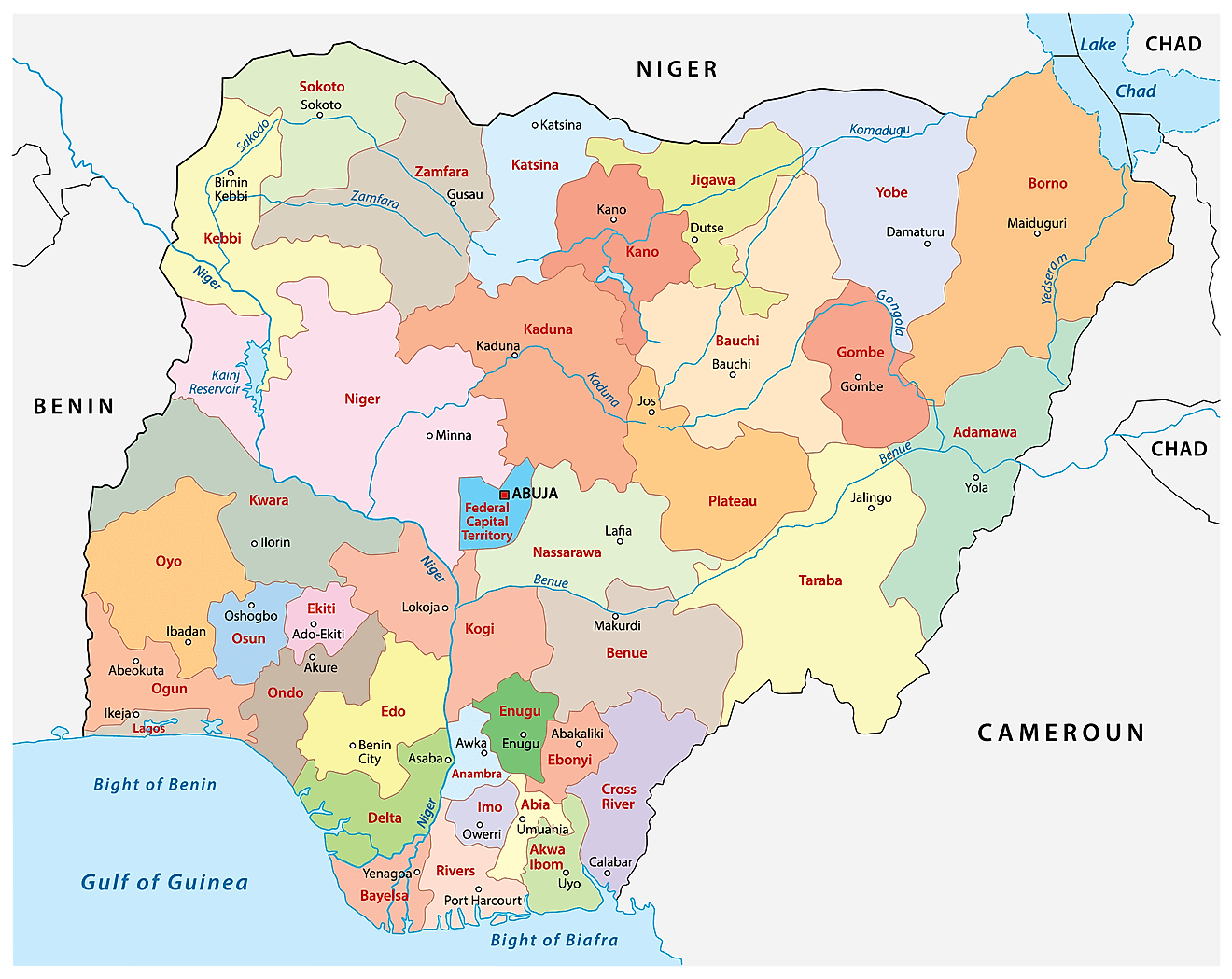 Bản đồ các bang của Nigeria