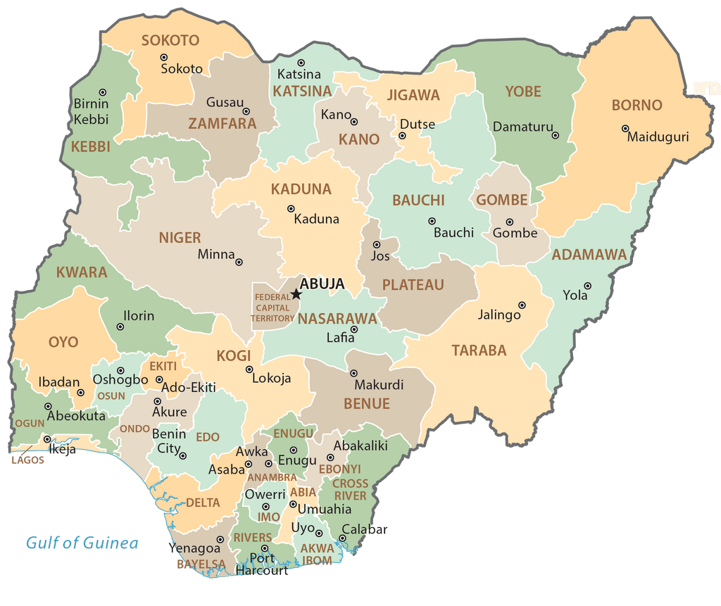 Bản đồ các bang Nigeria