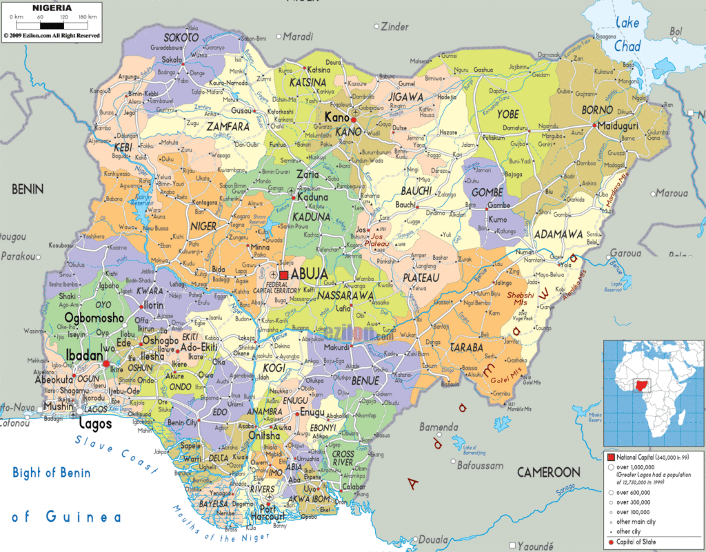 Nigeria political map.