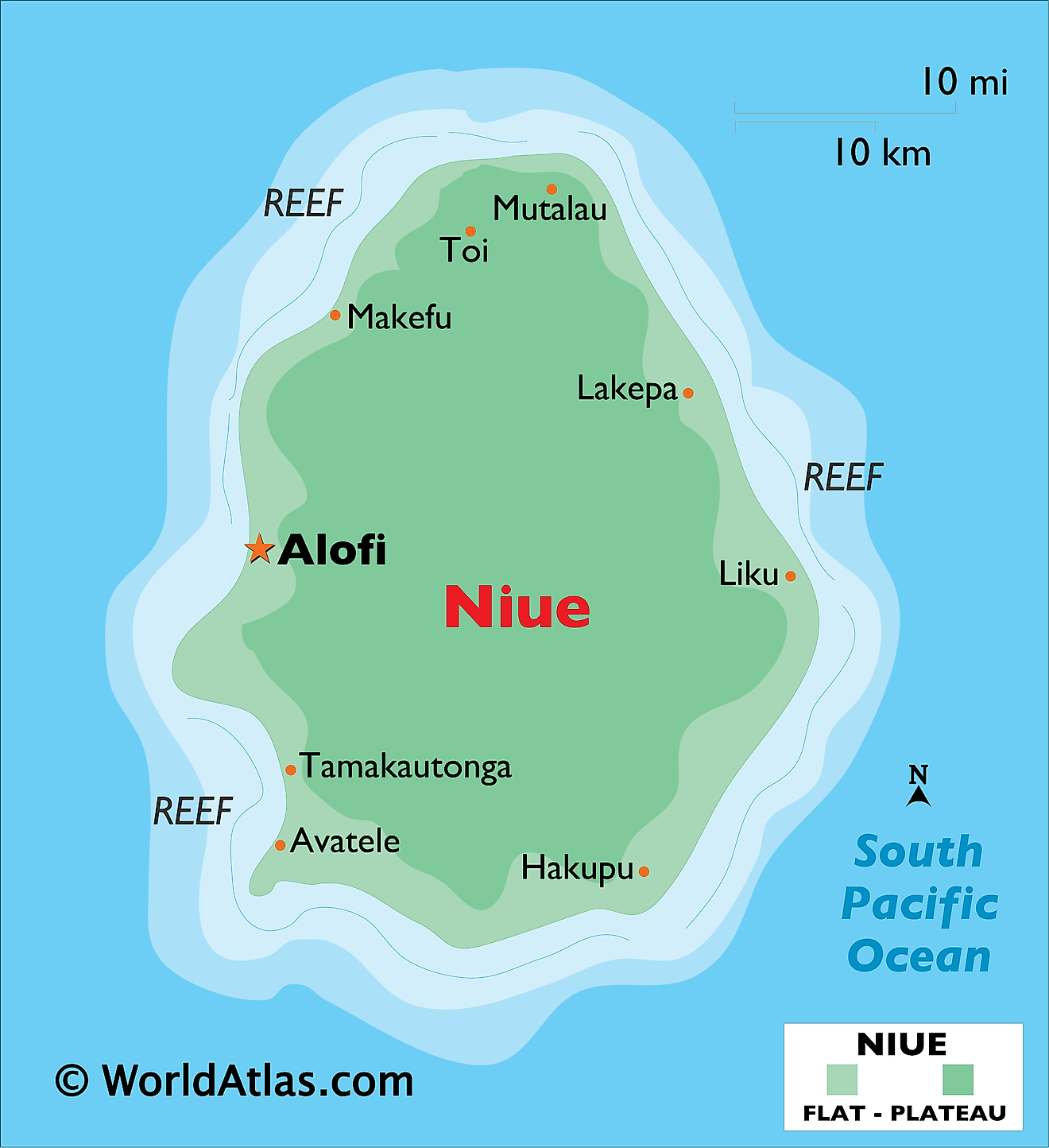 Bản đồ vật lý của Niue
