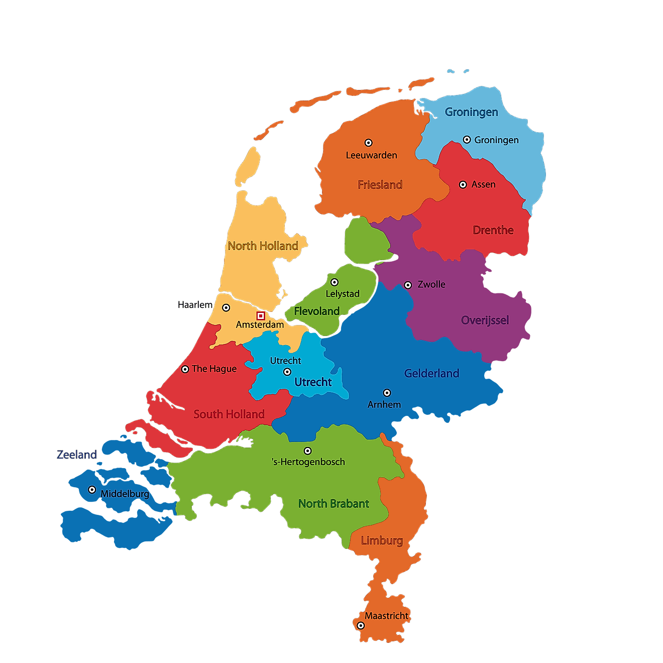 Provinces of The Netherlands Map
