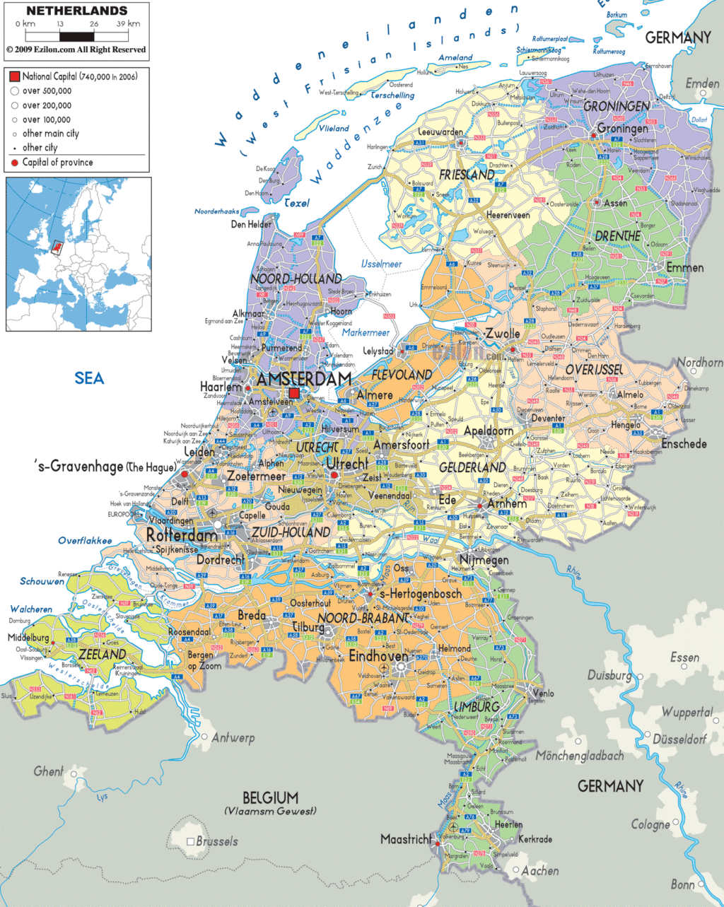 Bản đồ hành chính Hà Lan