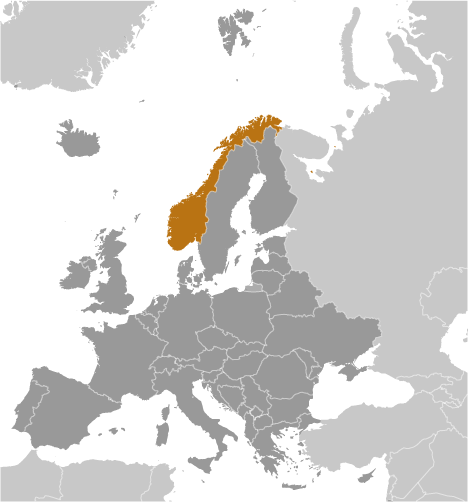 Bản đồ vị trí của Na Uy