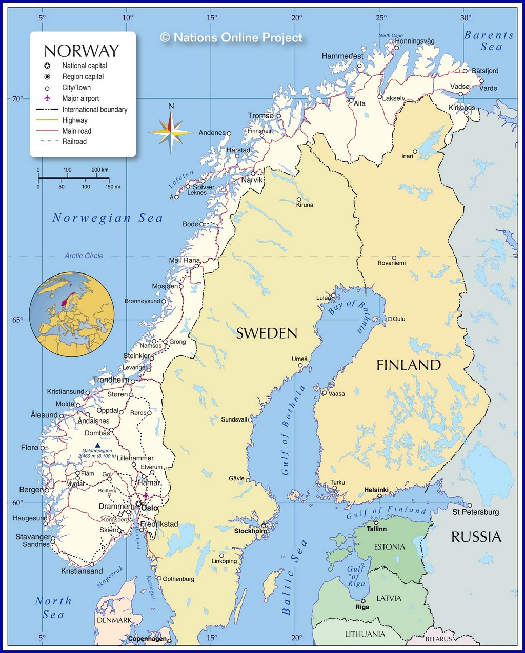 Bản đồ hành chính của Na Uy