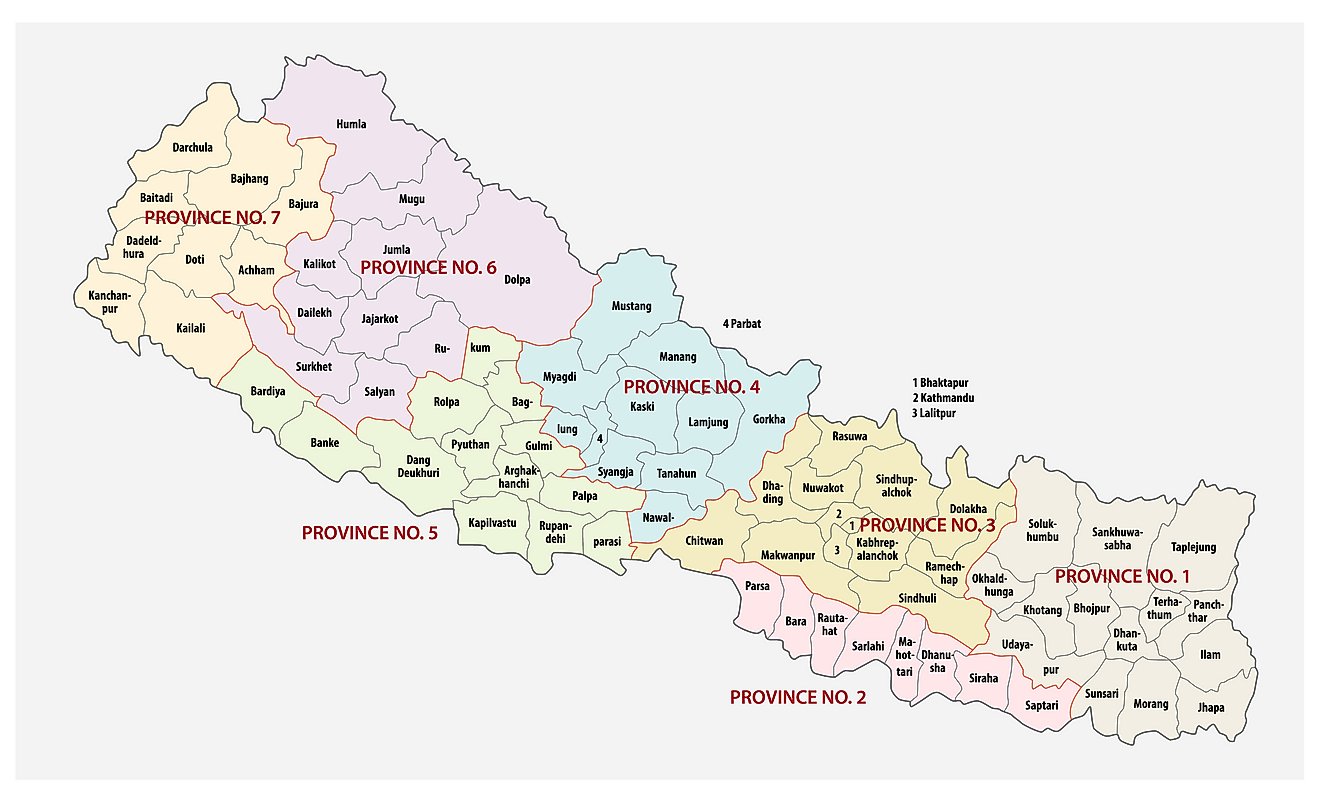 Bản đồ các tỉnh của Nepal