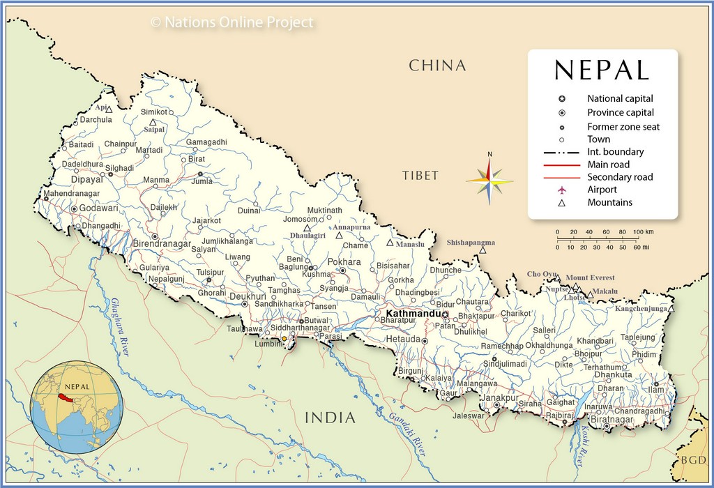 Bản đồ hành chính của Nepal