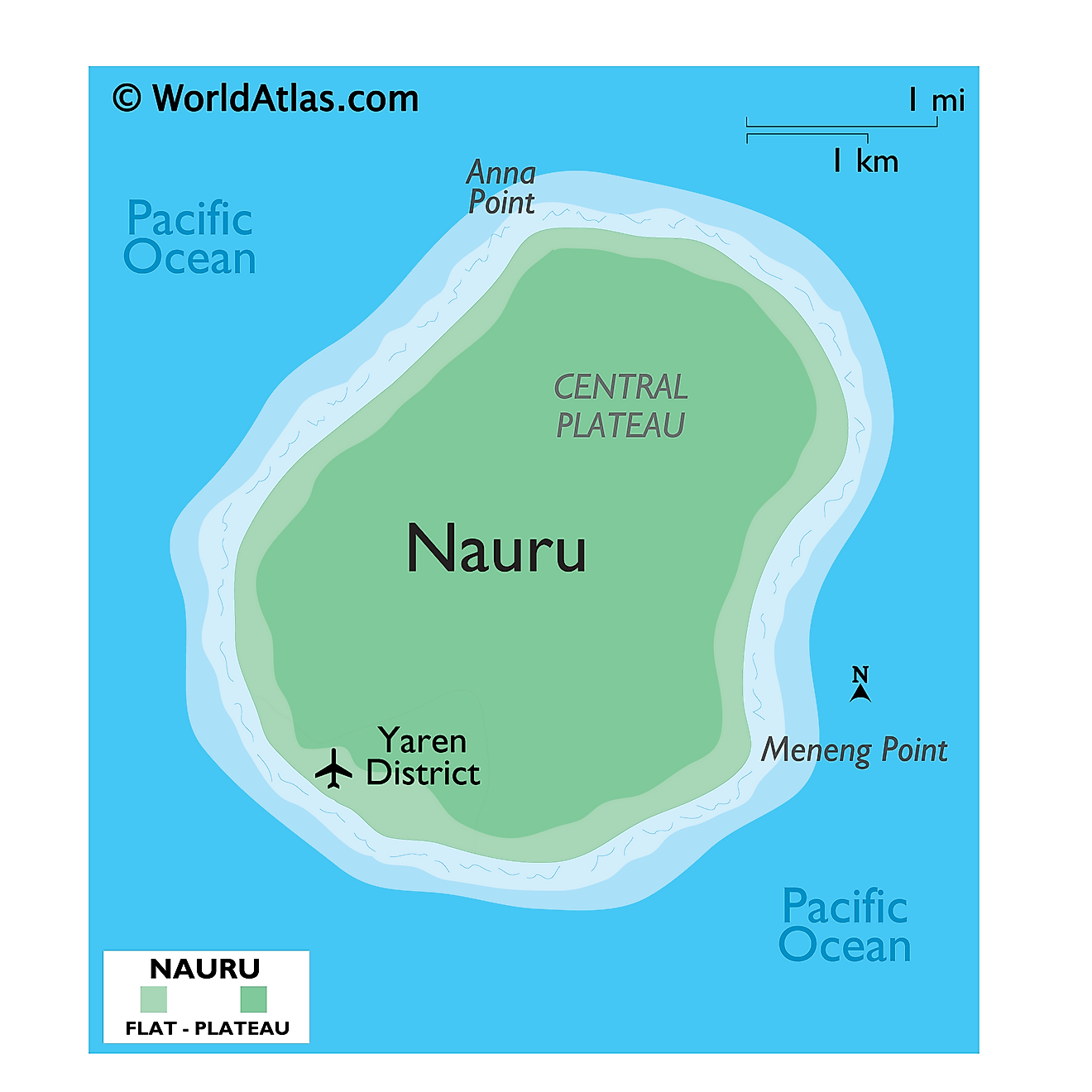 Bản đồ vật lý của Nauru
