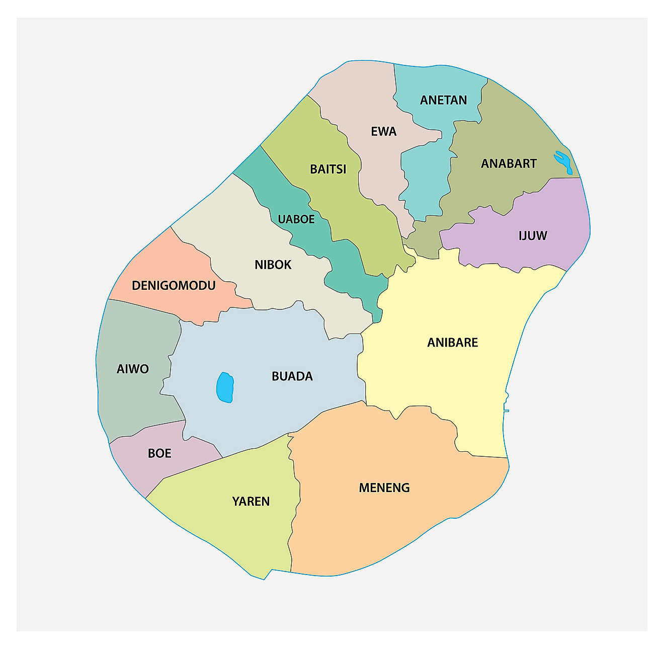 Các quận của Nauru Bản đồ