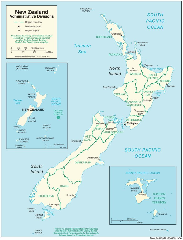 Bản đồ hành chính New Zealand khổ lớn