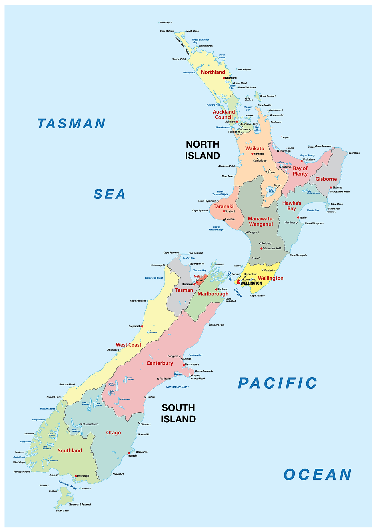 Bản đồ các khu vực của New Zealand