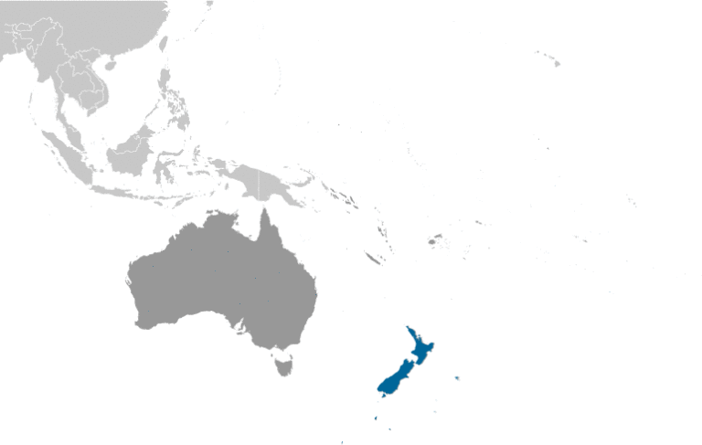 Bản đồ vị trí của New Zealand