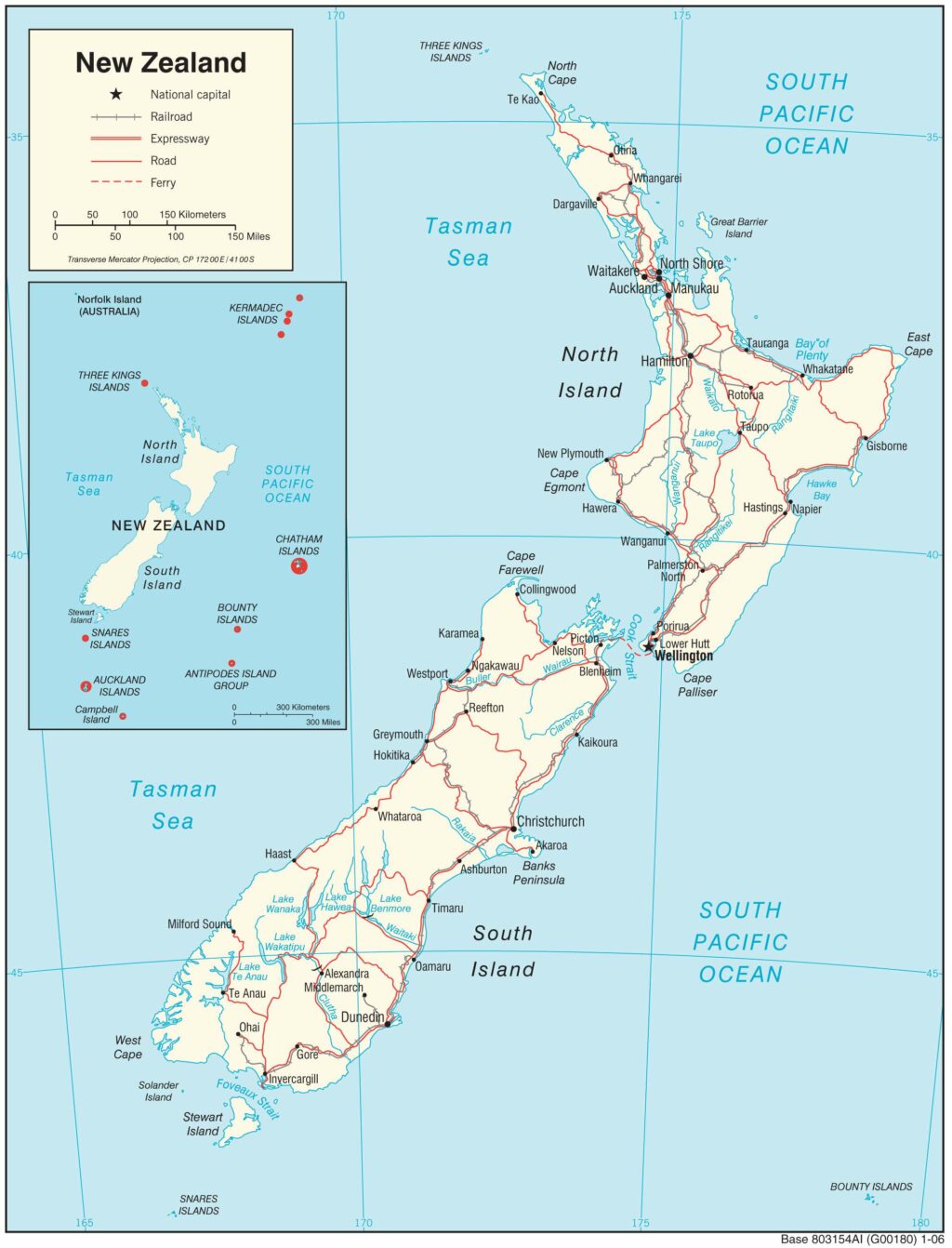 Bản đồ giao thông New Zealand