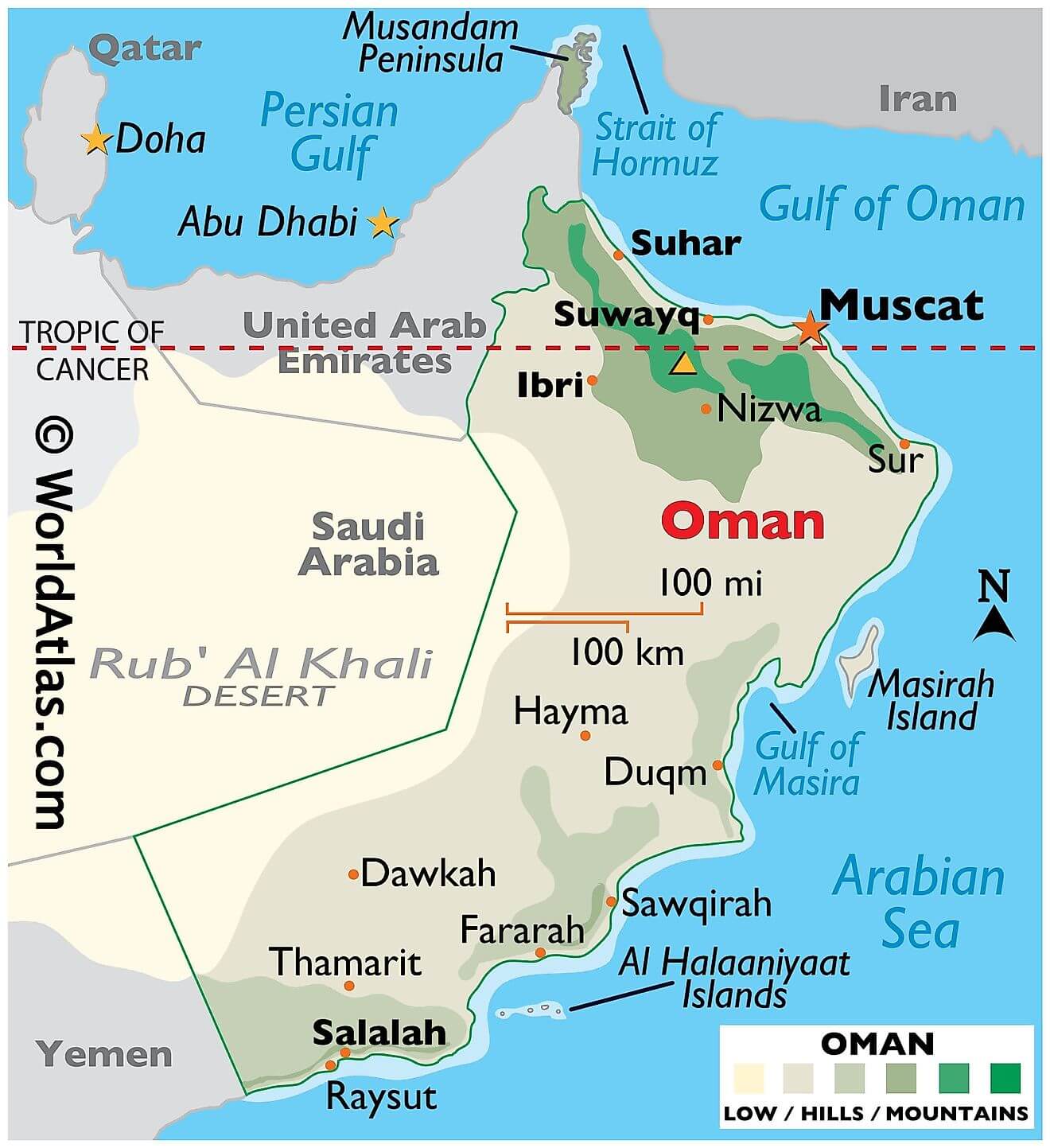 Physical Map of Oman