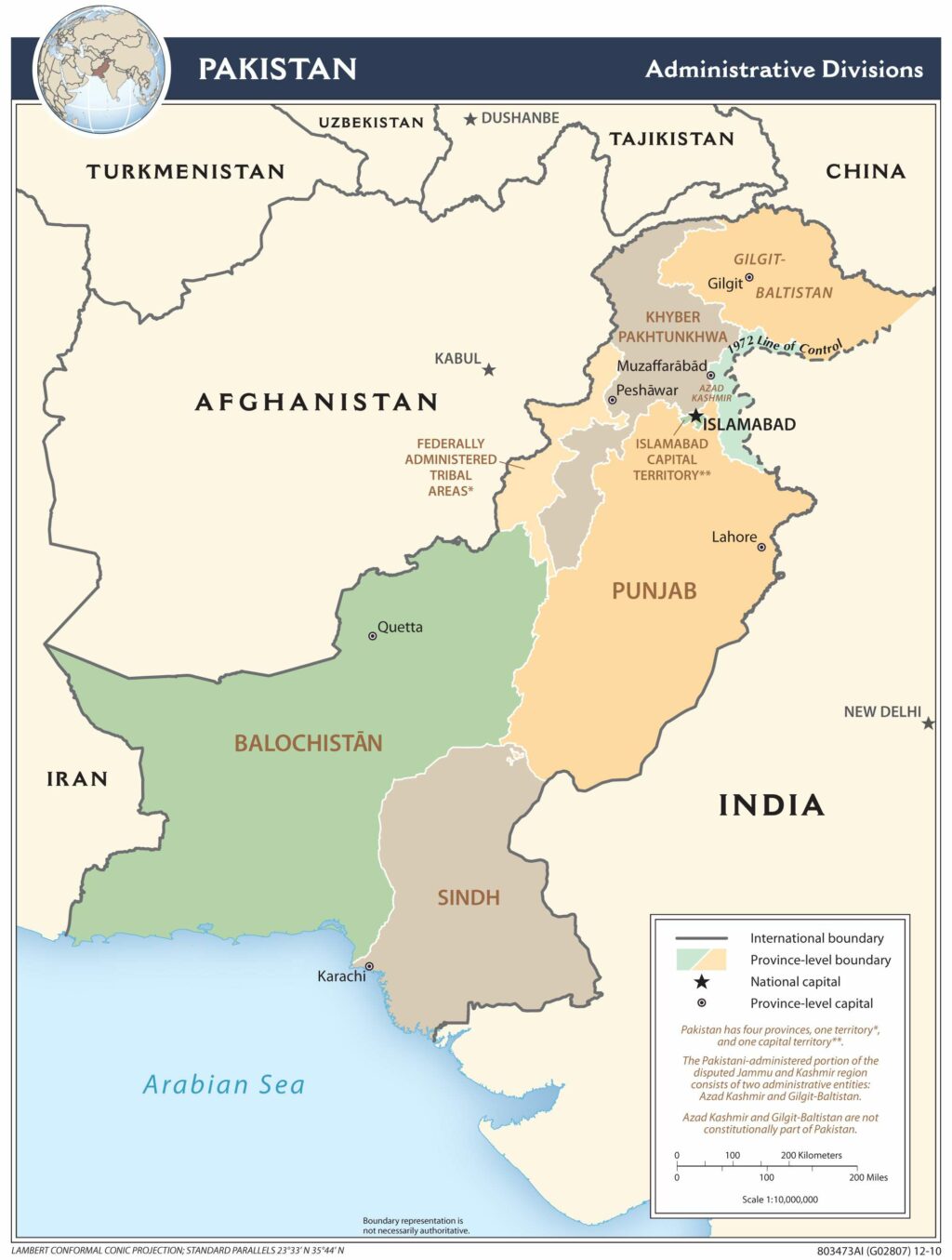 Pakistan administrative map.