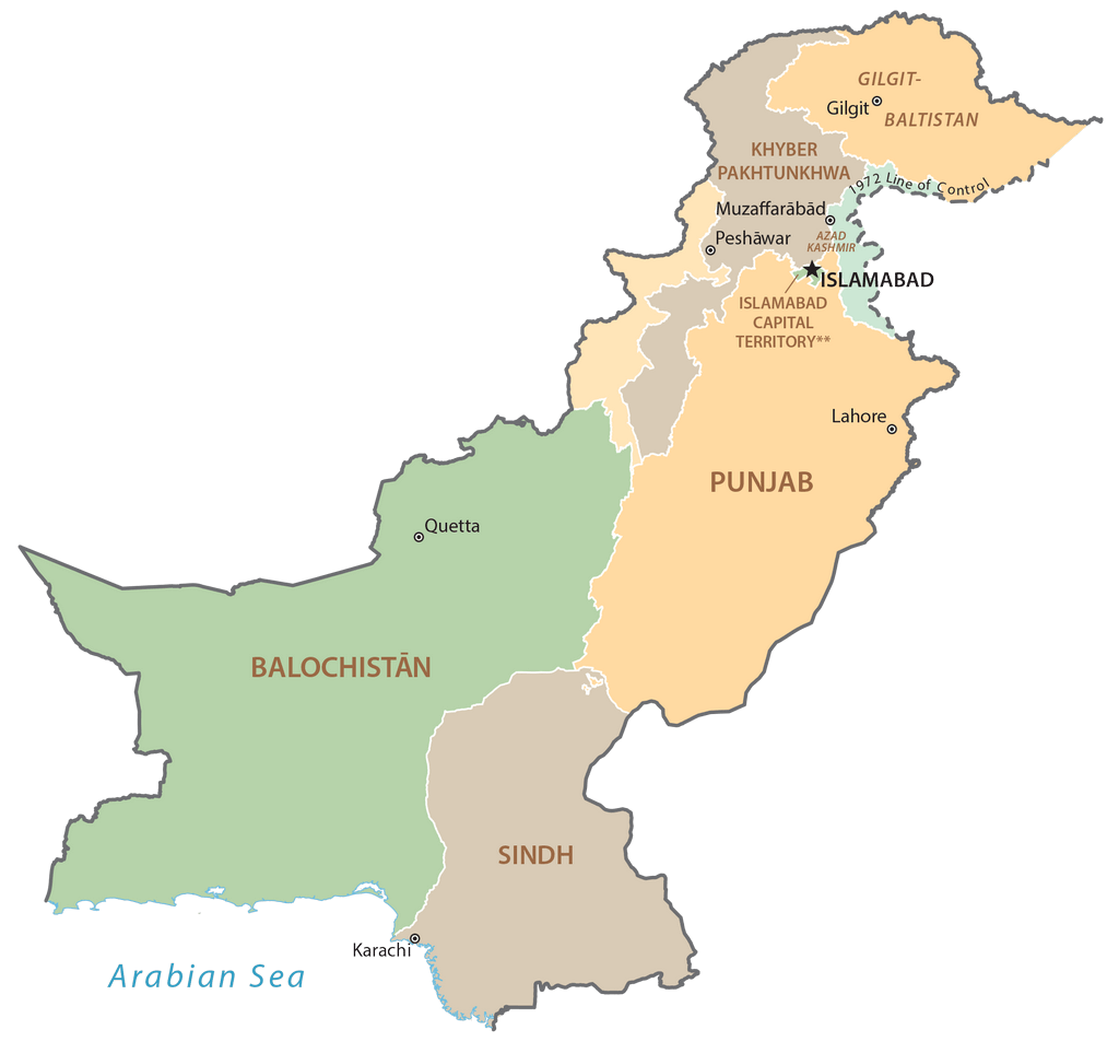 Bản đồ tỉnh Pakistan