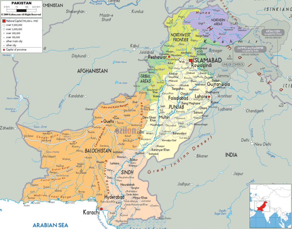 Pakistan political map.