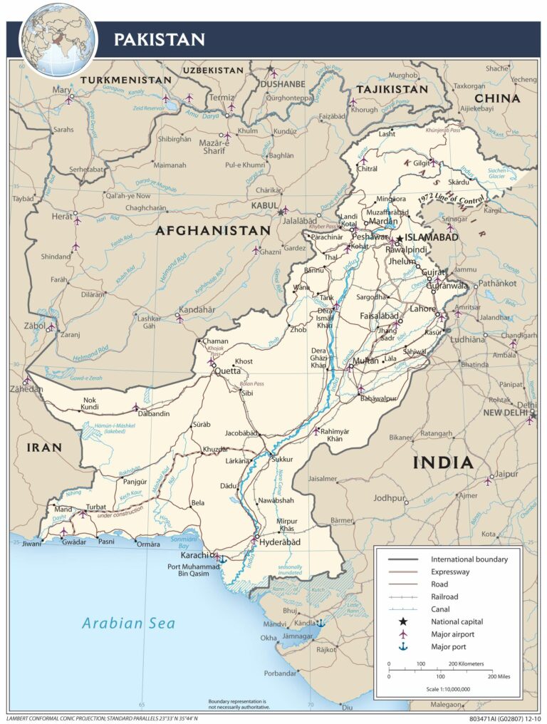 Pakistan transportation map.