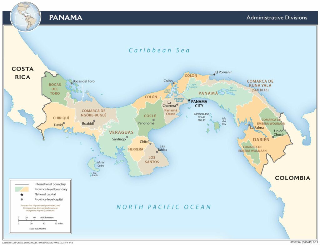 Panama administrative map.