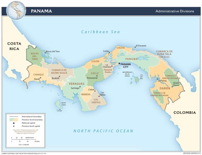 Bản đồ hành chính Panama khổ lớn
