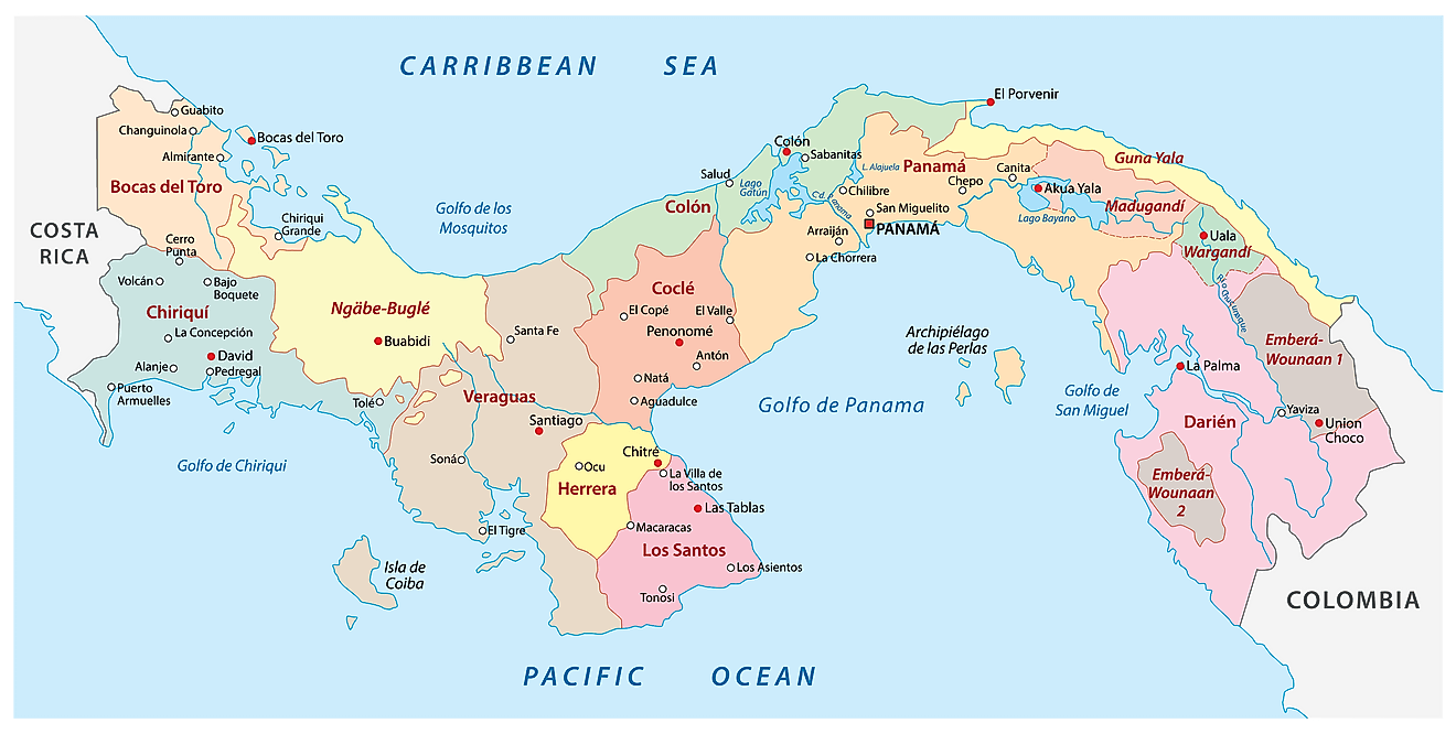 Bản đồ các tỉnh của Panama