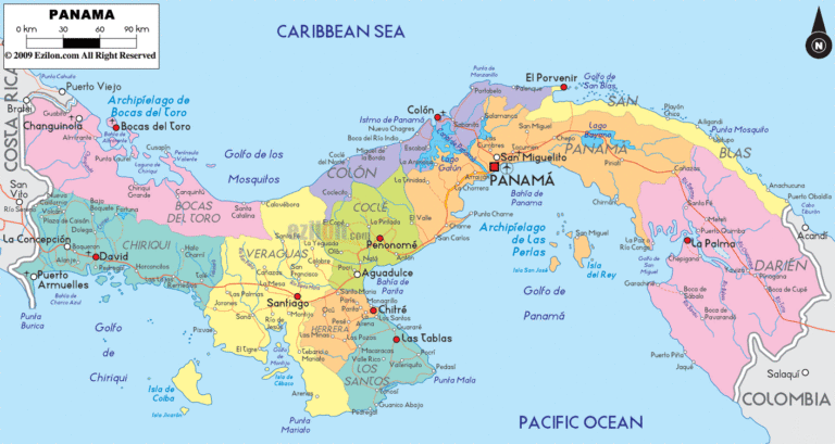 Bản đồ hành chính Panama khổ lớn