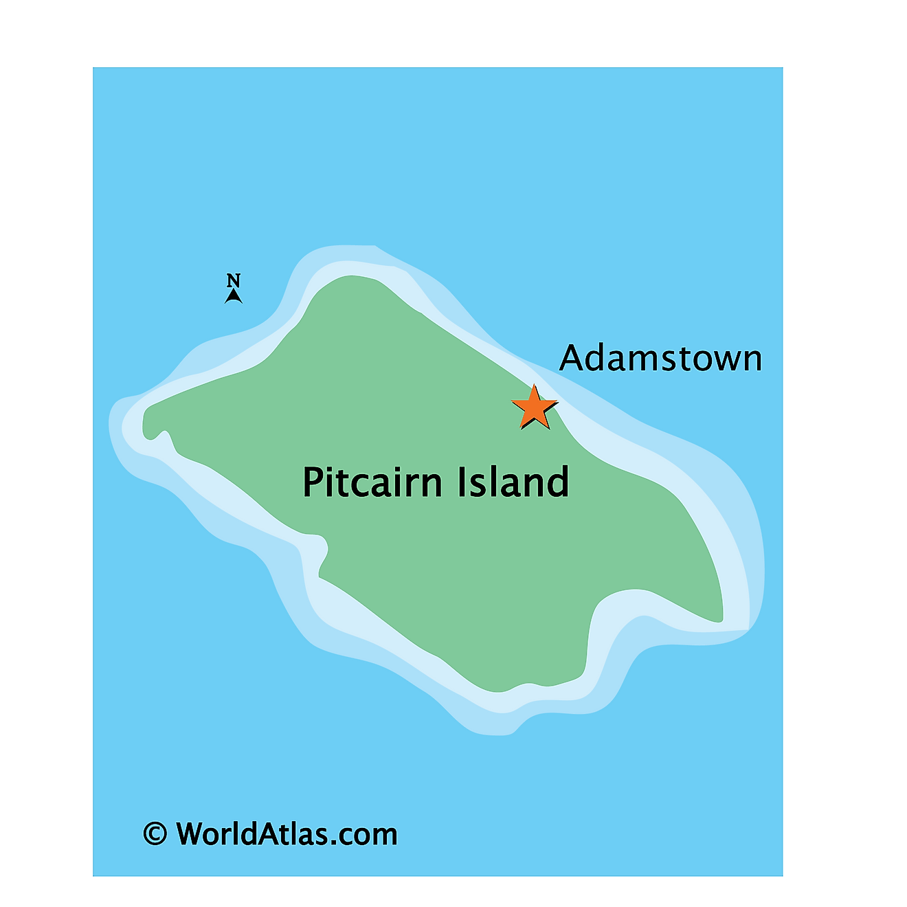 Bản đồ vật lý của Pitcairn