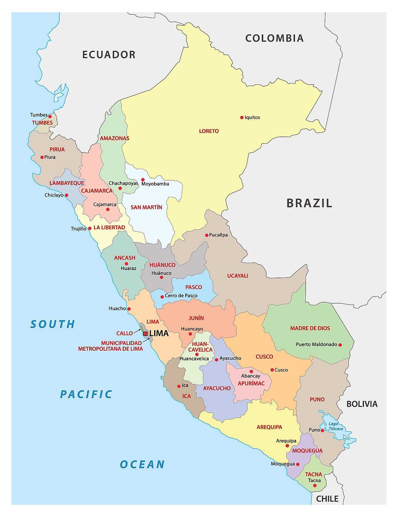 Bản đồ các khu vực của Peru