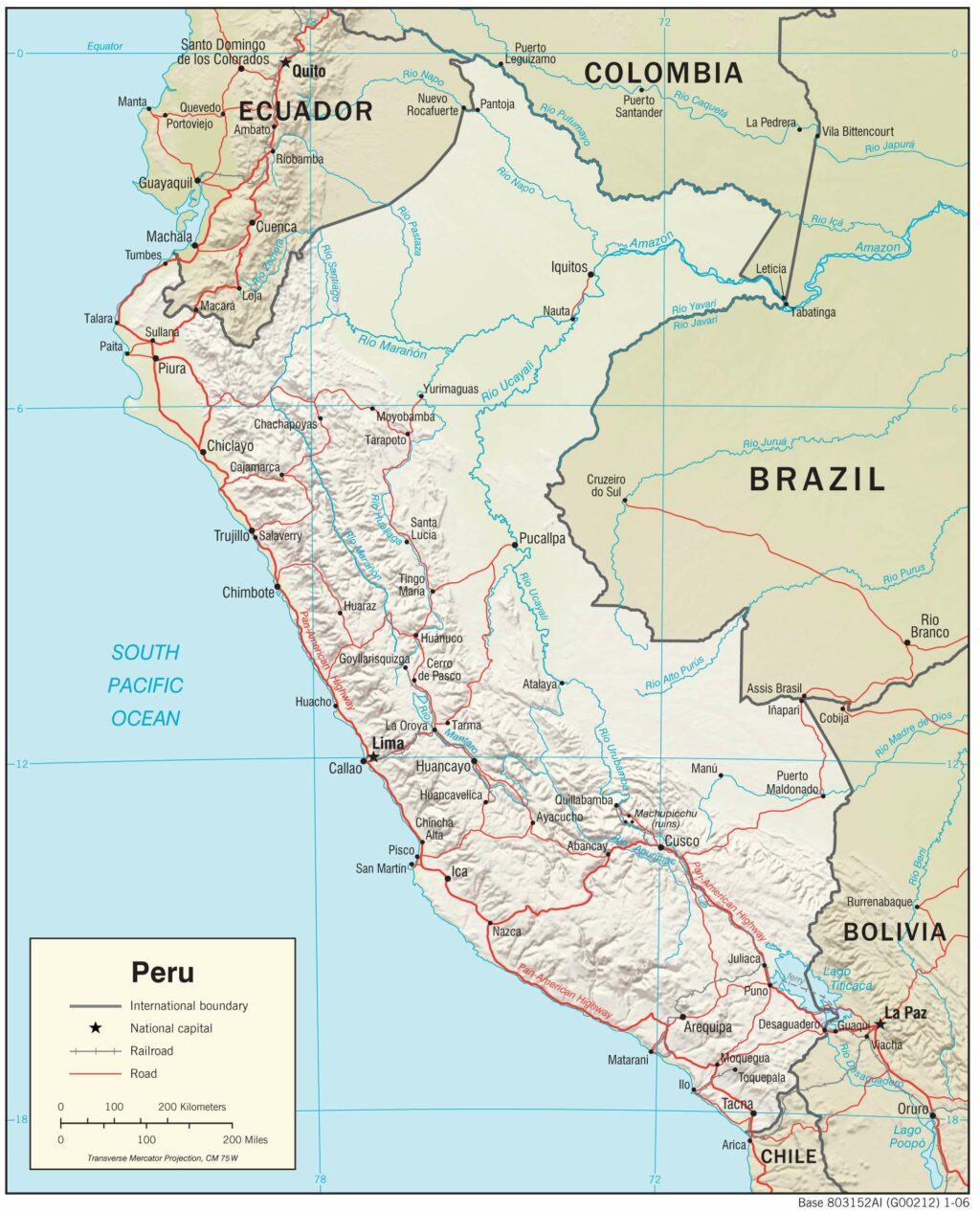 Peru physiography map.