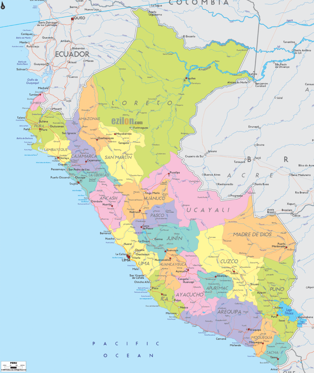 Peru political map.