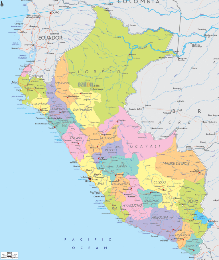 Bản đồ hành chính Peru khổ lớn