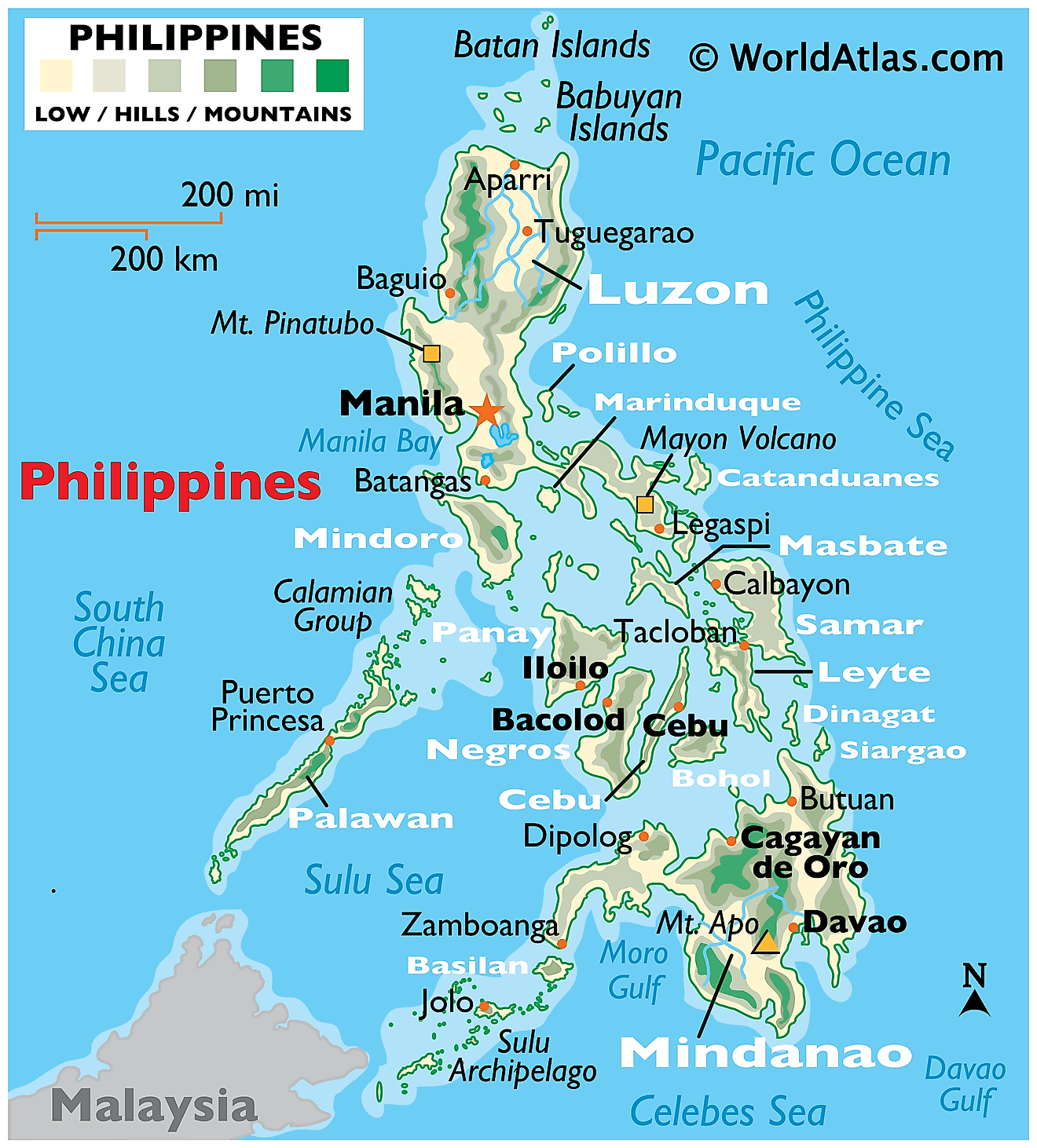 Bản đồ vật lý của Philippines