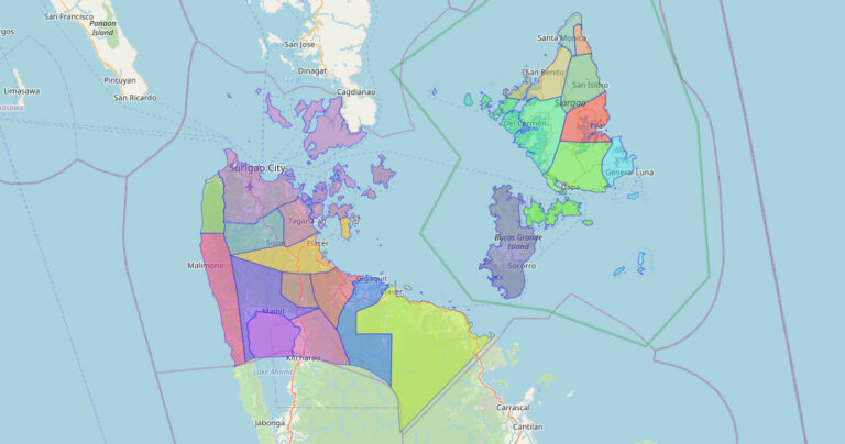 Map of Surigao del Norte Province