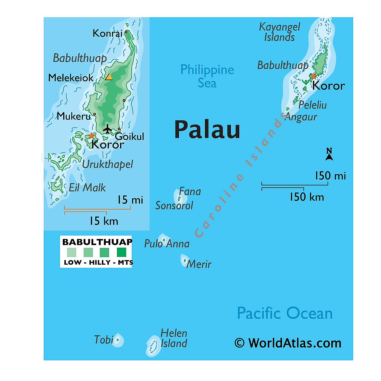 Bản đồ vật lý của Palau