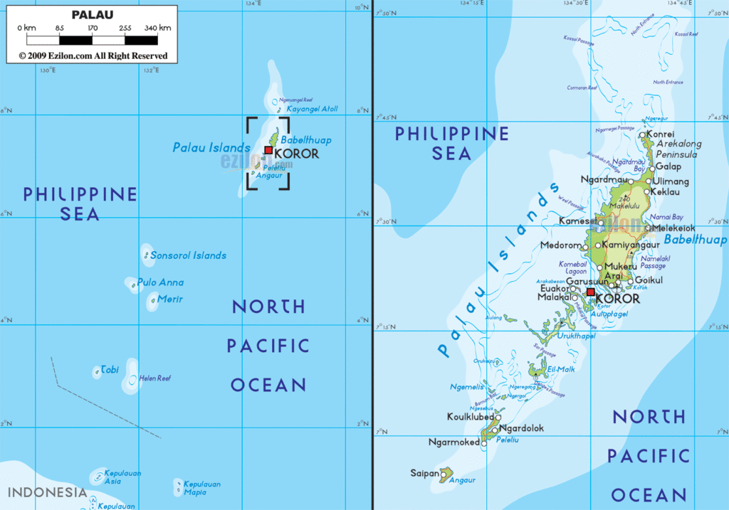 Palau political map.