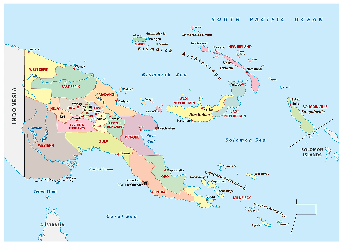 Bản đồ các tỉnh của Papua New Guinea