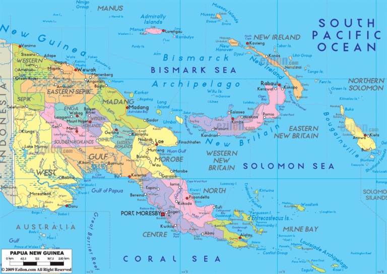 Bản đồ hành chính Papua New Guinea khổ lớn